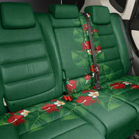 Hawaiian Taro Leaves-Hibiscus and Plumeria Back Car Seat Cover Polynesian Art-Kakau Tattoo Green