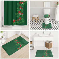Hawaiian Taro Leaves-Hibiscus and Plumeria Bathroom Set Polynesian Art-Kakau Tattoo Green