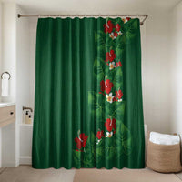 Hawaiian Taro Leaves-Hibiscus and Plumeria Bathroom Set Polynesian Art-Kakau Tattoo Green