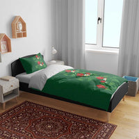 Hawaiian Taro Leaves-Hibiscus and Plumeria Bedding Set Polynesian Art-Kakau Tattoo Green
