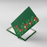 Hawaiian Taro Leaves-Hibiscus and Plumeria Canvas Wall Art Polynesian Art-Kakau Tattoo Green