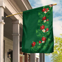 Hawaiian Taro Leaves-Hibiscus and Plumeria Garden Flag Polynesian Art-Kakau Tattoo Green
