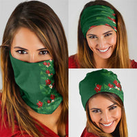 Hawaiian Taro Leaves-Hibiscus and Plumeria Neck Gaiter Polynesian Art-Kakau Tattoo Green