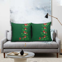 Hawaiian Taro Leaves-Hibiscus and Plumeria Pillow Cover Polynesian Art-Kakau Tattoo Green