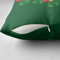 Hawaiian Taro Leaves-Hibiscus and Plumeria Pillow Cover Polynesian Art-Kakau Tattoo Green