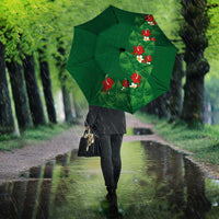 Hawaiian Taro Leaves-Hibiscus and Plumeria Umbrella Polynesian Art-Kakau Tattoo Green