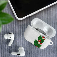 Hawaiian Taro Leaves-Hibiscus and Plumeria AirPods Case Polynesian Art-Kakau Tattoo White