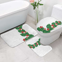 Hawaiian Taro Leaves-Hibiscus and Plumeria Bathroom Set Polynesian Art-Kakau Tattoo White