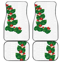 Hawaiian Taro Leaves-Hibiscus and Plumeria Car Mats Polynesian Art-Kakau Tattoo White
