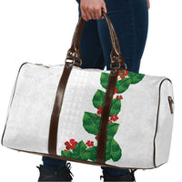 Hawaiian Taro Leaves-Hibiscus and Plumeria Travel Bag Polynesian Art-Kakau Tattoo White