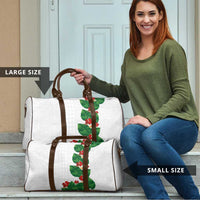 Hawaiian Taro Leaves-Hibiscus and Plumeria Travel Bag Polynesian Art-Kakau Tattoo White