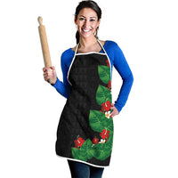 Hawaiian Taro Leaves-Hibiscus and Plumeria Apron Polynesian Art-Kakau Tattoo Black