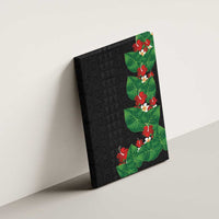 Hawaiian Taro Leaves-Hibiscus and Plumeria Canvas Wall Art Polynesian Art-Kakau Tattoo Black