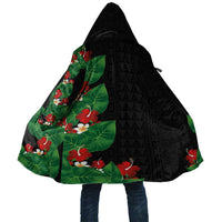 Hawaiian Taro Leaves-Hibiscus and Plumeria Cloak Polynesian Art-Kakau Tattoo Black