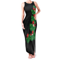 Hawaiian Taro Leaves-Hibiscus and Plumeria Family Matching Tank Maxi Dress and Hawaiian Shirt Polynesian Art-Kakau Tattoo Black