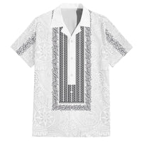 Philippines Polynesian Jasmine Pattern Family Matching Off The Shoulder Long Sleeve Dress and Hawaiian Shirt With Barong Tagalog White Style