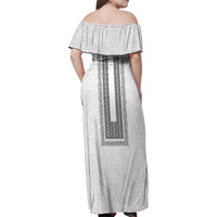 Philippines Polynesian Jasmine Pattern Family Matching Off Shoulder Maxi Dress and Hawaiian Shirt With Barong Tagalog White Style