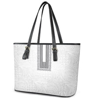 Philippines Polynesian Jasmine Pattern Leather Tote Bag With Barong Tagalog White Style