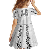 Philippines Polynesian Floral Pattern Family Matching Mermaid Dress and Hawaiian Shirt With Barong Tagalog White Style