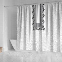 Philippines Polynesian Floral Pattern Shower Curtain With Barong Tagalog White Style