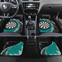 Personalised New Zealand Darts Car Mats Koru Tribal Tattoo and Silver Fern Maori Pattern Teal Color