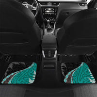 Personalised New Zealand Darts Car Mats Koru Tribal Tattoo and Silver Fern Maori Pattern Teal Color