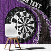 Personalised New Zealand Darts Window Curtain Koru Tribal Tattoo and Silver Fern Maori Pattern Purple Color