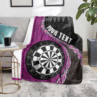 Personalised New Zealand Darts Blanket Koru Tribal Tattoo and Silver Fern Maori Pattern Pink Color