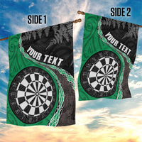 Personalised New Zealand Darts Garden Flag Koru Tribal Tattoo and Silver Fern Maori Pattern Green Color