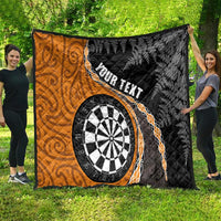 Personalised New Zealand Darts Quilt Koru Tribal Tattoo and Silver Fern Maori Pattern Orange Color