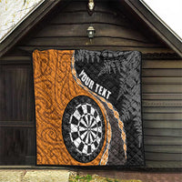 Personalised New Zealand Darts Quilt Koru Tribal Tattoo and Silver Fern Maori Pattern Orange Color