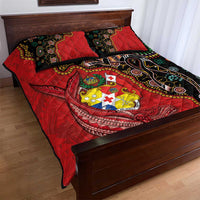 Tonga Ngatu and Australia Together Quilt Bed Set Polynesian Humpback Whale and Aboriginal Kangaroo