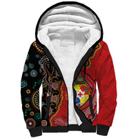 Tonga Ngatu and Australia Together Sherpa Hoodie Polynesian Humpback Whale and Aboriginal Kangaroo