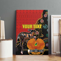 Personalised Papua New Guinea and Australia Together Canvas Wall Art Bird-of-paradise and Kangaroo with Aboriginal Pattern