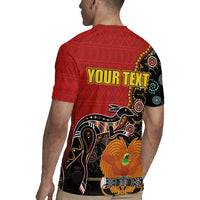 Personalised Papua New Guinea and Australia Together Rugby Jersey Bird-of-paradise and Kangaroo with Aboriginal Pattern