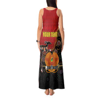 Personalised Papua New Guinea and Australia Together Tank Maxi Dress Bird-of-paradise and Kangaroo with Aboriginal Pattern