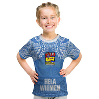 Hela Wigmen Rugby Kid T Shirt Papua New Guinea Polynesian Tattoo LT03 Blue - Polynesian Pride