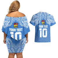 Custom Hela Wigmen Rugby Couples Matching Off Shoulder Short Dress and Hawaiian Shirt Papua New Guinea Polynesian Tattoo LT03 - Polynesian Pride