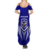 Kimbe Cutters Rugby Summer Maxi Dress Papua New Guinea Polynesian Tattoo Blue Version LT03 - Polynesian Pride
