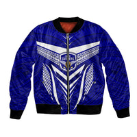 Custom Kimbe Cutters Rugby Bomber Jacket Papua New Guinea Polynesian Tattoo Blue Version LT03 Unisex Blue - Polynesian Pride