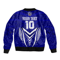 Custom Kimbe Cutters Rugby Sleeve Zip Bomber Jacket Papua New Guinea Polynesian Tattoo Blue Version LT03 - Polynesian Pride