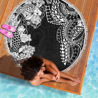 Japanese Irezumi and Hawaiian Polynesian Art Tattoo Beach Blanket Black Color - Polynesian Pride