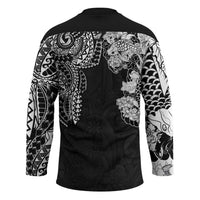 Japanese Irezumi and Hawaiian Polynesian Art Tattoo Hockey Jersey Black Color LT03 - Polynesian Pride