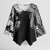Japanese Irezumi and Hawaiian Polynesian Art Tattoo Kimono Sleeve Blouse Black Color - Polynesian Pride
