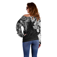 Japanese Irezumi and Hawaiian Polynesian Art Tattoo Off Shoulder Sweater Black Color LT03 - Polynesian Pride