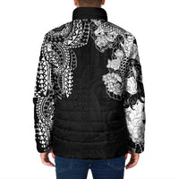 Japanese Irezumi and Hawaiian Polynesian Art Tattoo Padded Jacket Black Color - Polynesian Pride