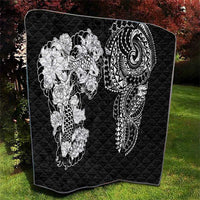 Japanese Irezumi and Hawaiian Polynesian Art Tattoo Quilt Black Color - Polynesian Pride