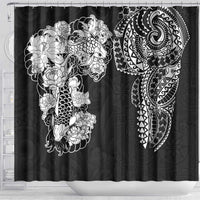 Japanese Irezumi and Hawaiian Polynesian Art Tattoo Shower Curtain Black Color - Polynesian Pride