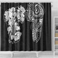 Japanese Irezumi and Hawaiian Polynesian Art Tattoo Shower Curtain Black Color - Polynesian Pride