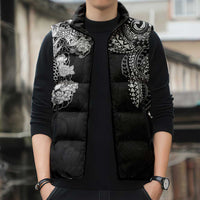 Japanese Irezumi and Hawaiian Polynesian Art Tattoo Sleeveless Puffer Jacket Black Color - Polynesian Pride